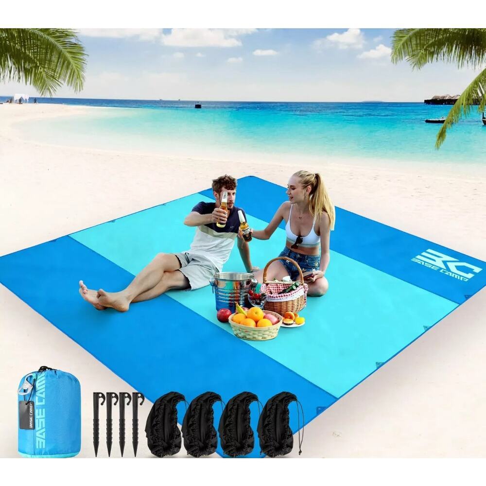 NEW BASE CAMP Camping Blanket Sandproof, 9.6'X9.6' 2-8 Adults Waterproof
